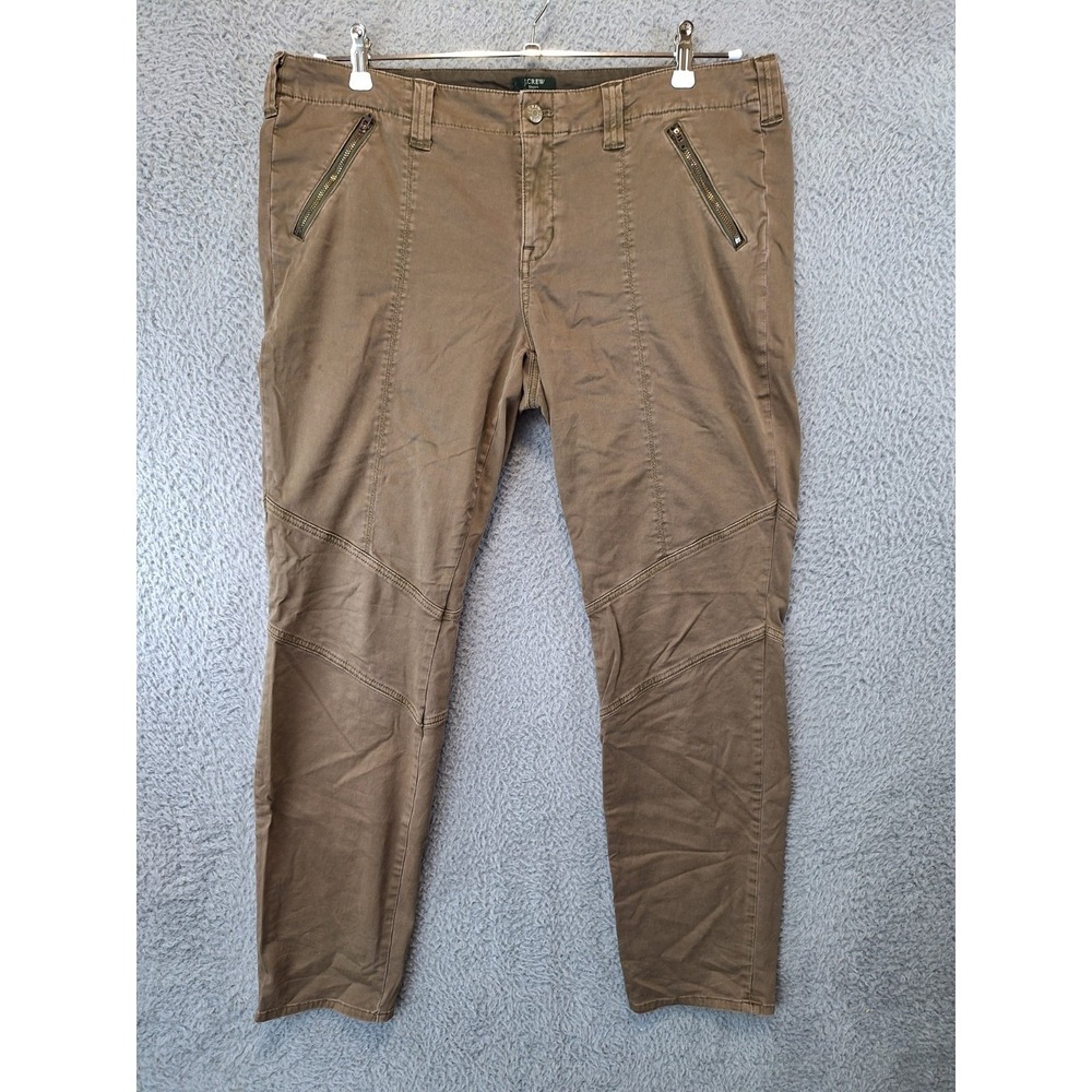 J.Crew Pants Women's 12 (Fits 38x28) Brown Distinctive Zipper Details Stretch